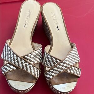 Jimmy Choo Brown and White Espadrille Shoes